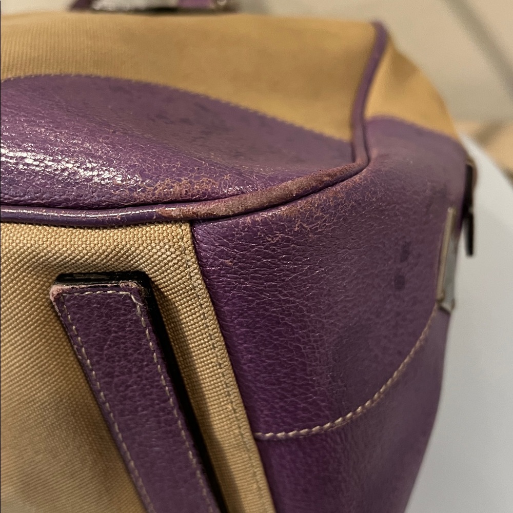 Prada Beige Canvas Satchel with Purple Leather Trim - Picture 10 of 16